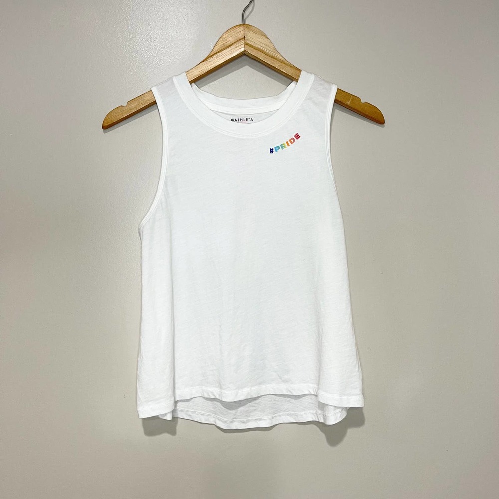 Athleta White Pride Tank Top Size Small